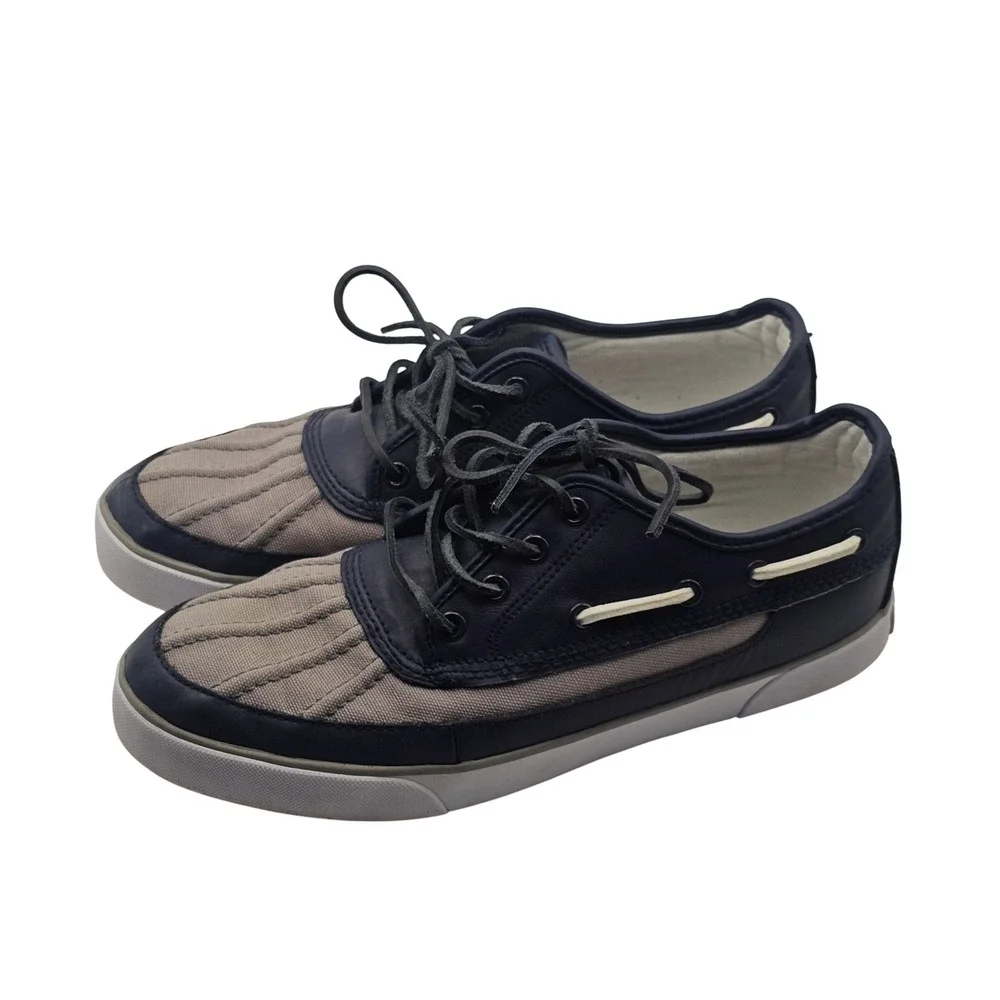 Polo Ralph Lauren Parkstone Boat Shoes 9D Navy Grey Preppy Nautical‎ Ivy Style